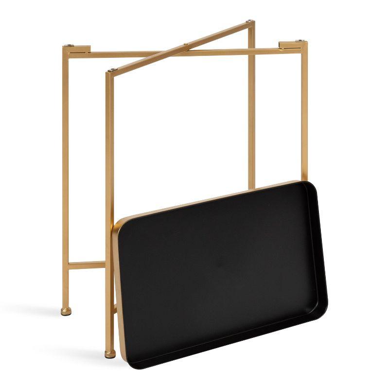 Kate and Laurel Celia Rectangle Metal Side Table, 18x12x26, Black and Gold