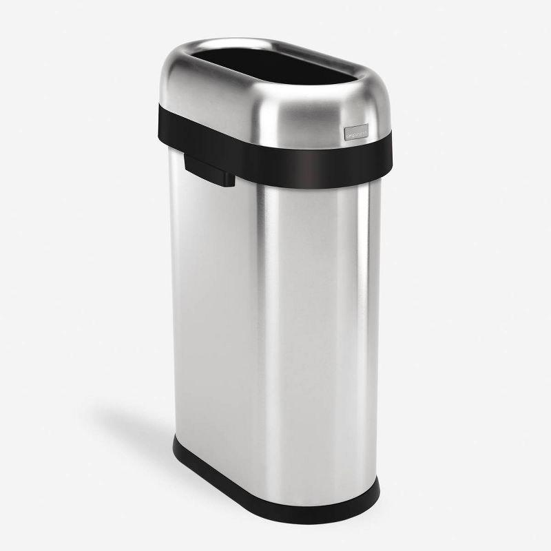 Slim Stainless Steel 13 Gallon Open Top Trash Can