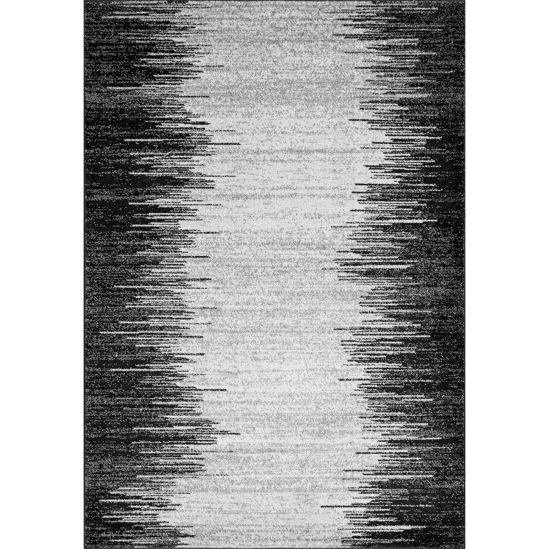 Gray and Black Rectangular Reversible Synthetic Area Rug