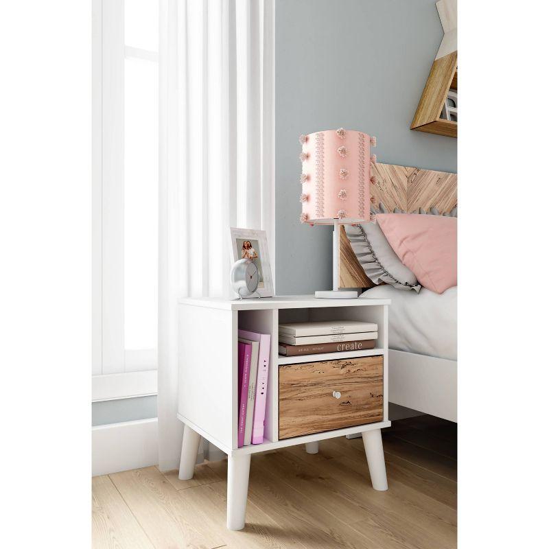 Contemporary Sugarberry & Matte White Nightstand with Open Shelving