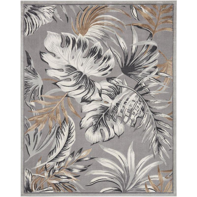 Pompeii Tropical Palms 8' x 10' Gray Synthetic Area Rug