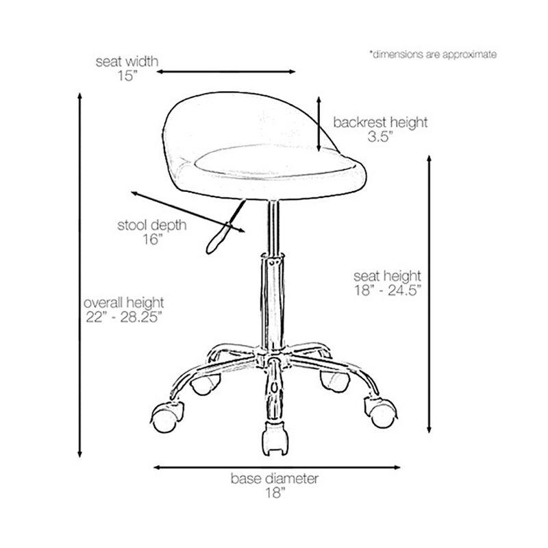 Beige Adjustable Height Rolling Stool with Chrome Base