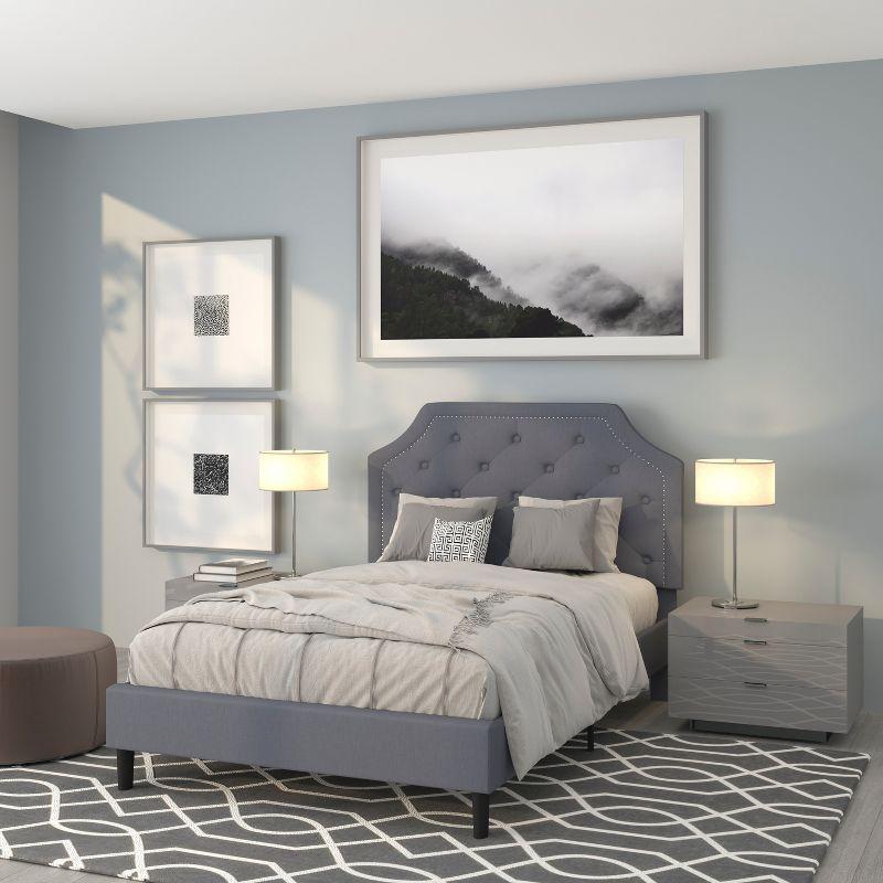 Flash Furniture Brighton Full Size Tufted Upholstered Platform Bed in Light Gray Fabric