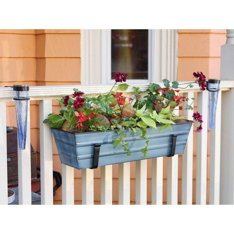 Small Galvanized Metal Rectangular Planter Box with Brackets - Blue - ACHLA Designs: Wrought Iron Wall-Mounted, Durable