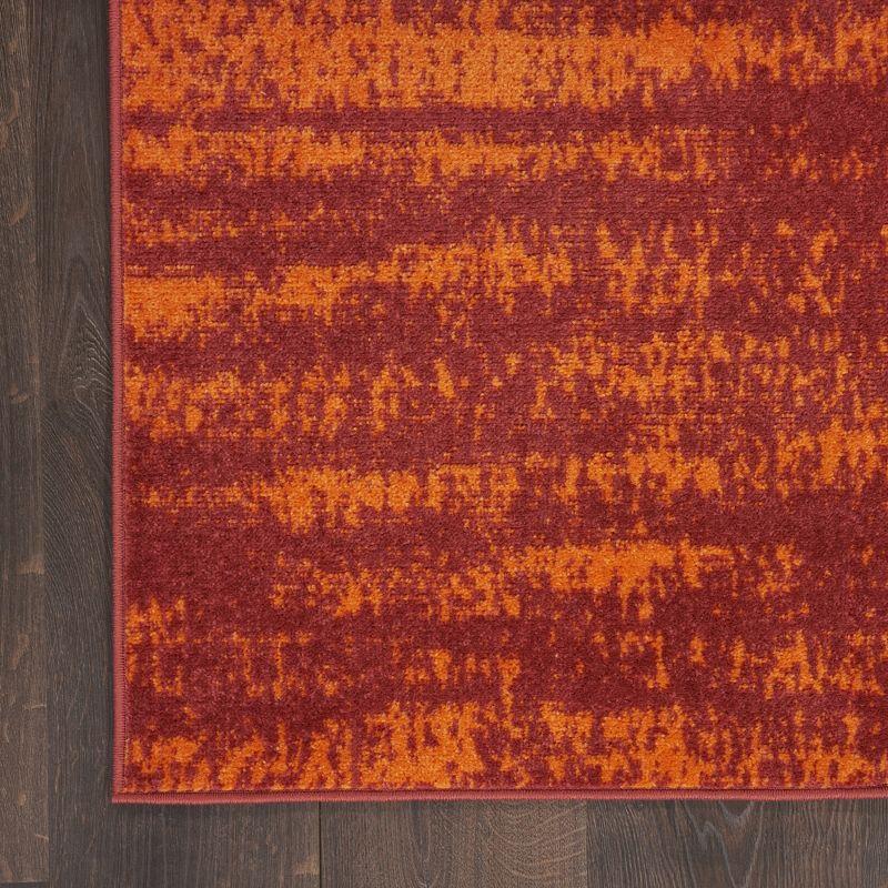 Reversible Abstract Red Synthetic 5' x 7' Easy Care Rug