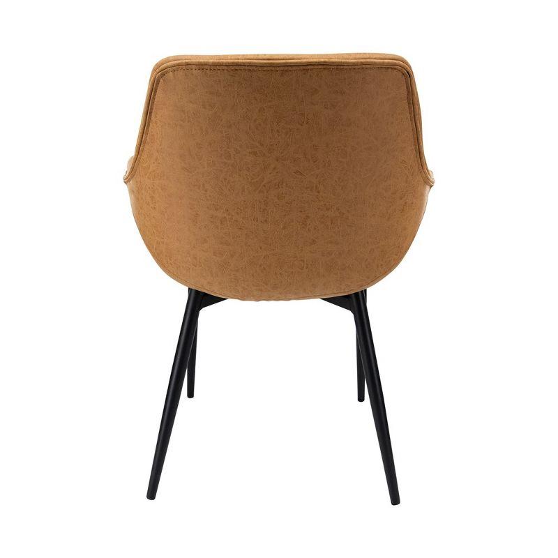 LeisureMod Markley Leather Dining Chair with Black Metal Legs
