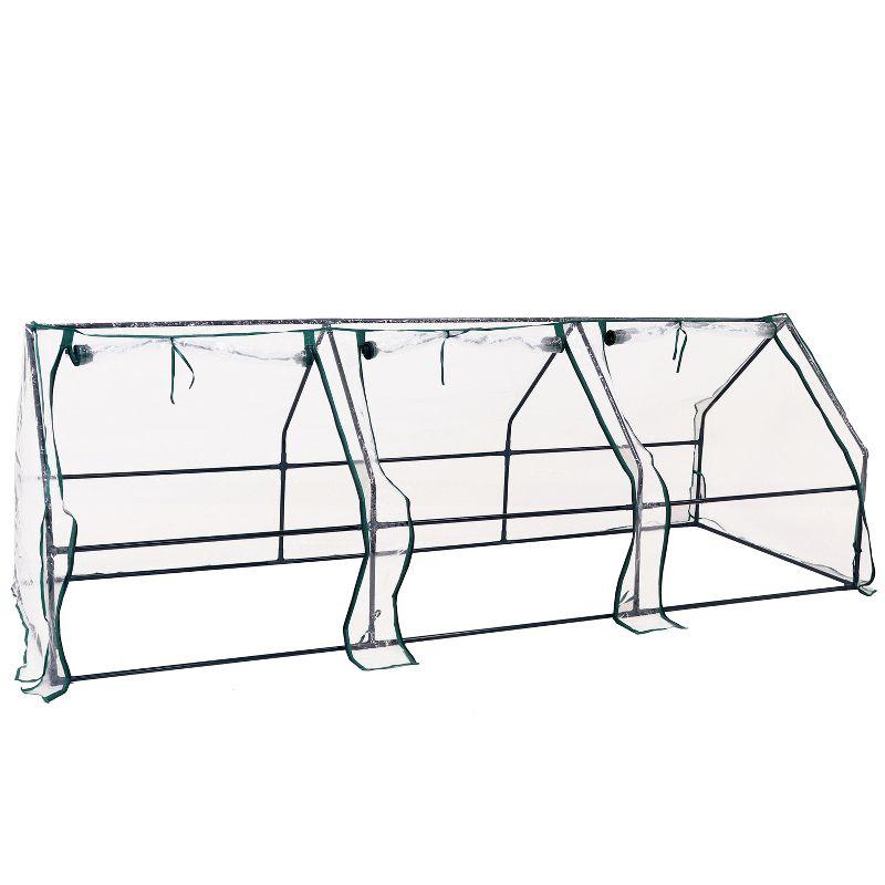 Sunnydaze Outdoor Portable Slanted Top Plant Shelter Mini Cloche Greenhouse with Zipper Doors - 36" - Clear