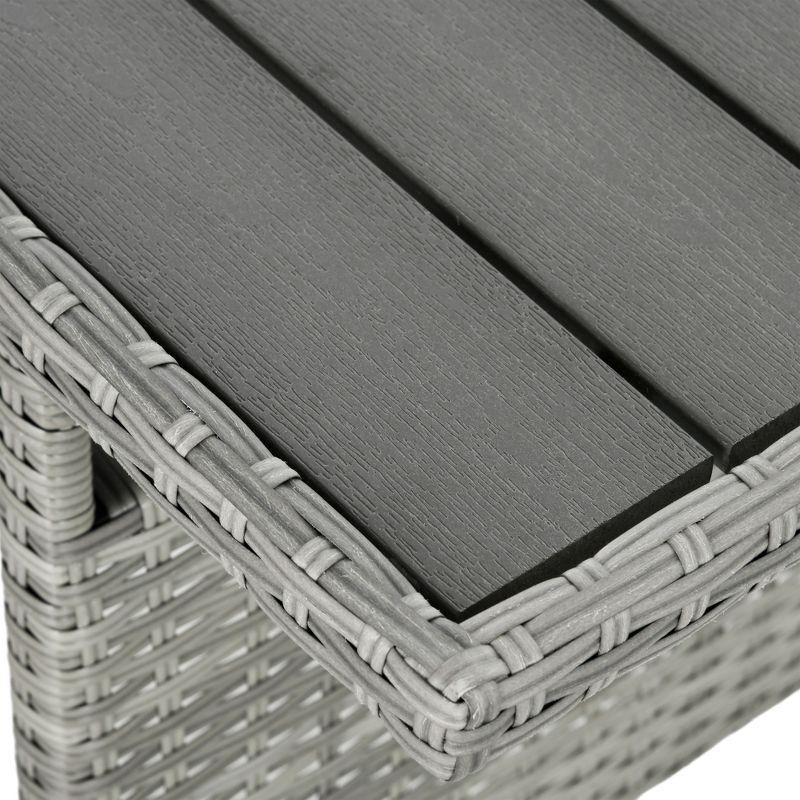 Outsunny 7 Piece Patio Furniture Set, Outdoor L-Shaped Sectional Sofa with 3 Loveseats, 3 Ottoman Chairs, Dining Table, Cushions, Storage, Dark Blue