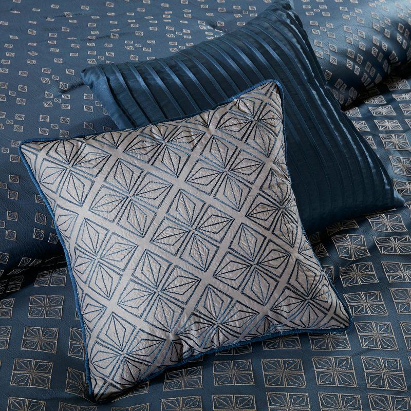 Navy Geometric Jacquard King/Cal King Duvet Cover Set