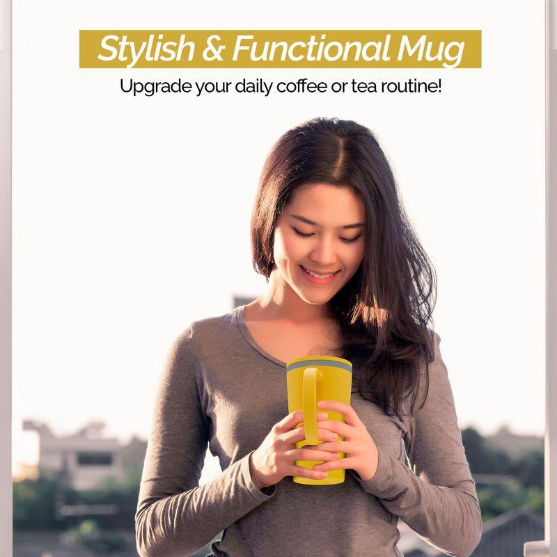 Copco Cone 16oz Insulated Travel Mug with Handle, Double Wall, Slide-Closure Lid, BPA-Free, Microwave & Dishwasher Safe, (Mustard)