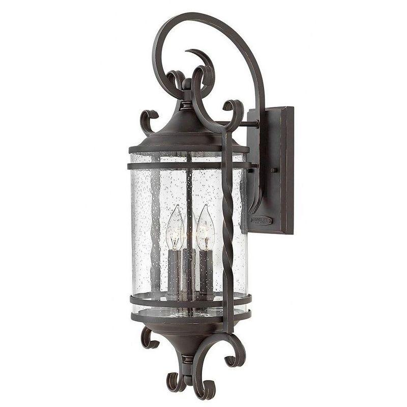 Casa 3-Light Olde Black Outdoor Wall Light with Clear Seedy Glass