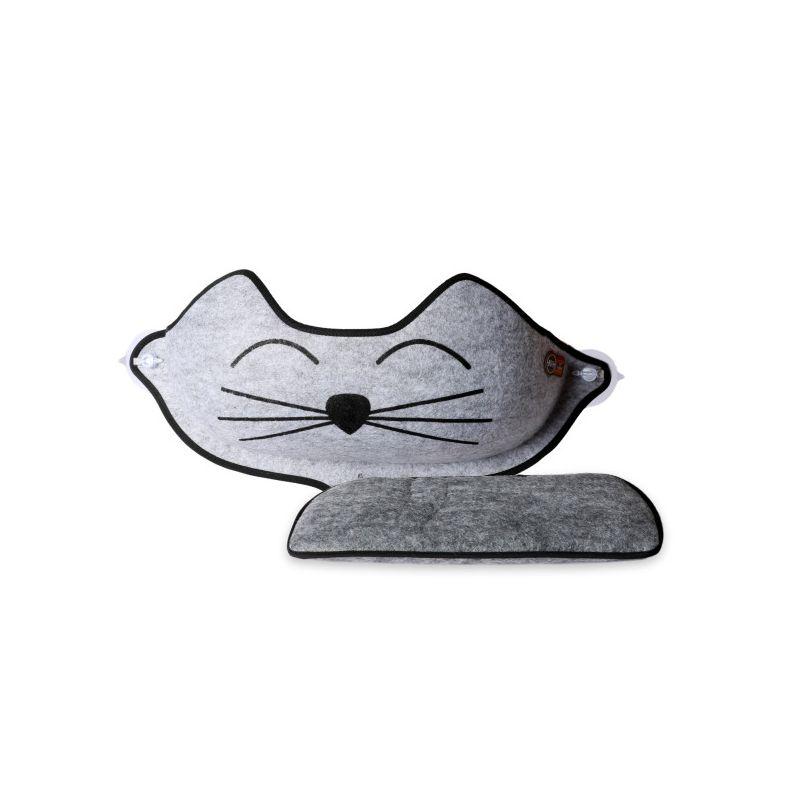 K&H Pet Products EZ Mount Window Bed Kitty Sill Gray with Kitty Face 27 X 11 X 6 Inches