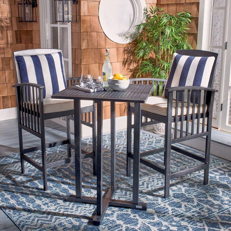 Sunset Terrace Chic Black Eucalyptus 3-Piece Bar Height Bistro Set