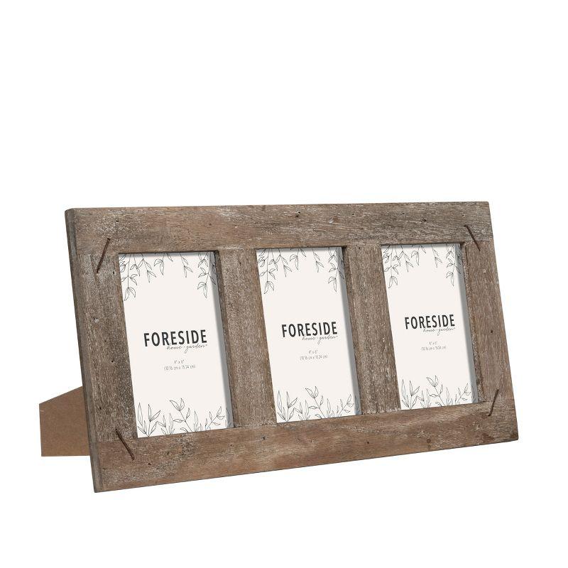 4 x 6 inch Decorative Distressed Wood Picture Frame with Nail Accents - Holds 3 4x6 Photos - Foreside Home & Garden