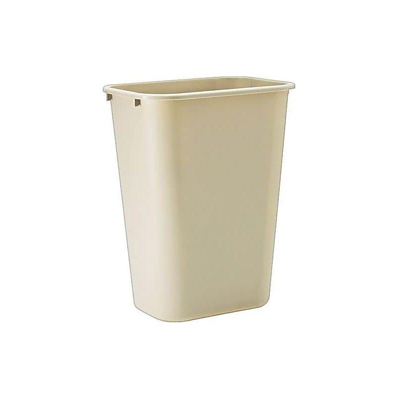 Beige Rectangular Plastic Office Wastebasket 10.25 Gallon