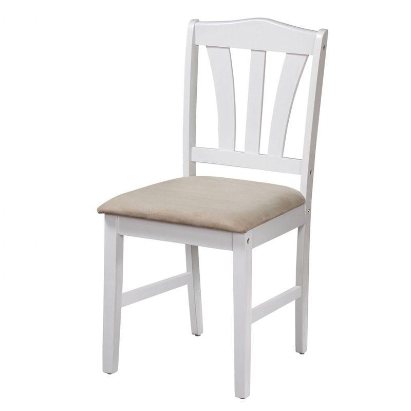 Buylateral 5pc Metropolitan Dining Set White: Rubberwood Frame, Padded Microfiber Seats, Non-Extension Table