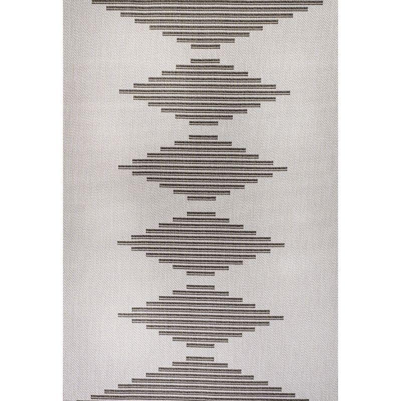 Mid-Century Diamond Stripe 8' x 10' Light Gray/Black Indoor/Outdoor Rug