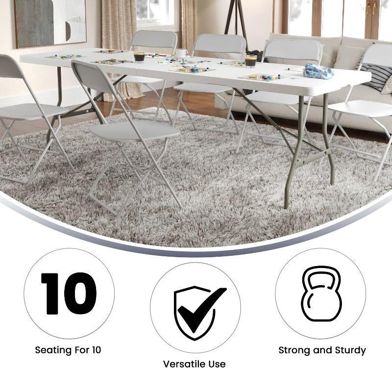 8-Foot Bi-Fold Plastic Banquet and Event Folding Table with Carrying Handle