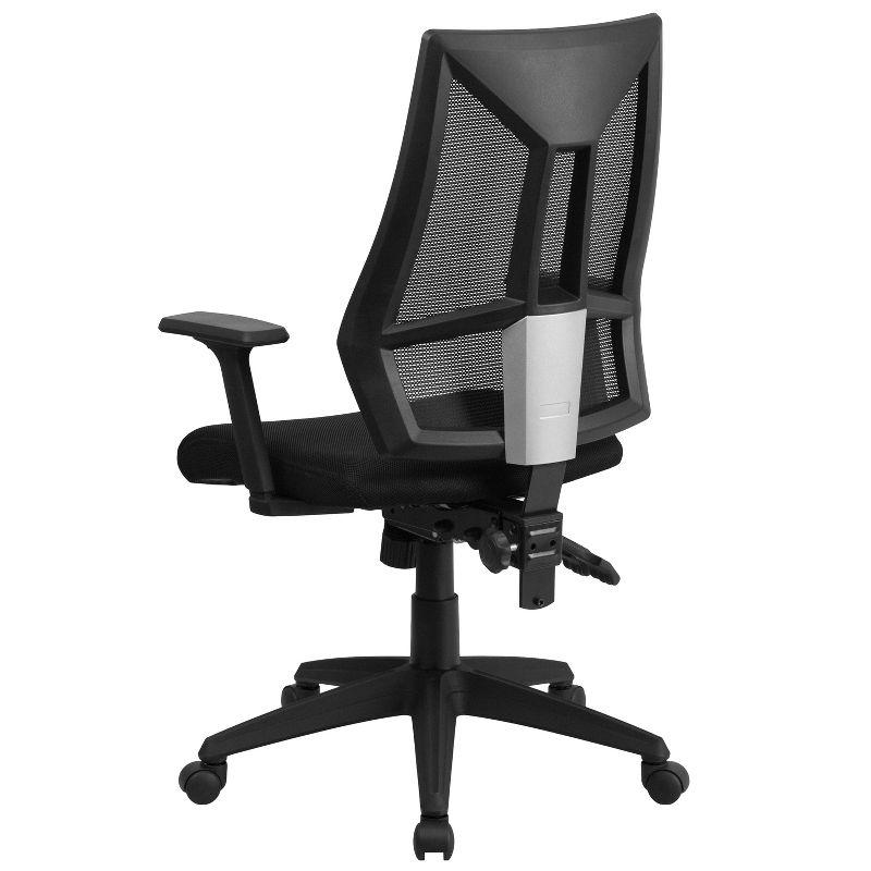 Flash Furniture High Back Black Mesh Multifunction Swivel Ergonomic Task Office Chair with Adjustable Arms