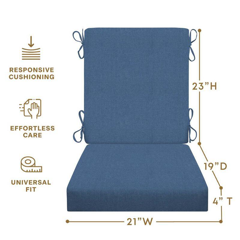 Honeycomb Outdoor Highback Dining Chair Cushion - Textured Solid Pacific Blue