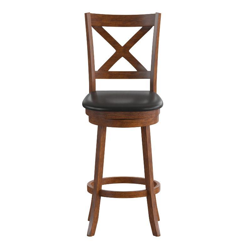 Flash Furniture Felicity Commercial Grade Wood Classic Crossback Swivel Bar Height Barstool with Padded, Upholstered Seat