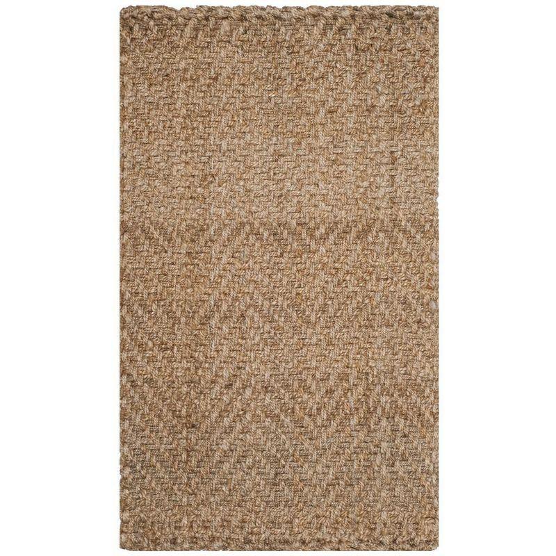 Hand-Knotted Off-White Jute Round Area Rug, 3' x 5'