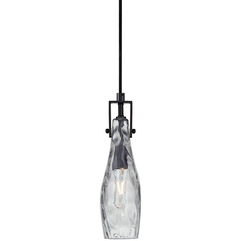 Matte Black and Clear Glass Mini Pendant Light