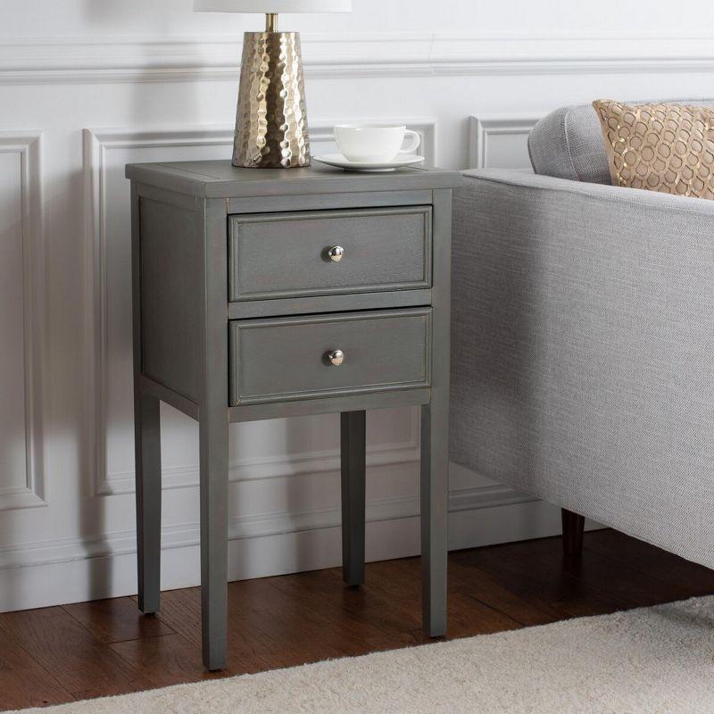 Toby Accent Table with Storage Drawers - Ash Grey - Safavieh.