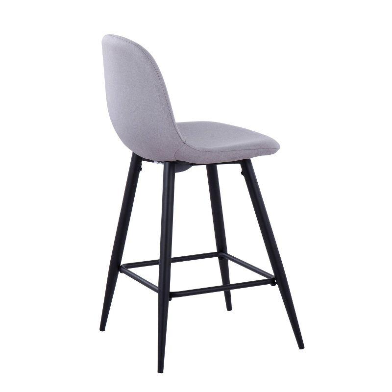 Set of 2 Pebble Counter Height Barstools Black/Light Gray - LumiSource: Upholstered Metal Frame, 250lb Capacity