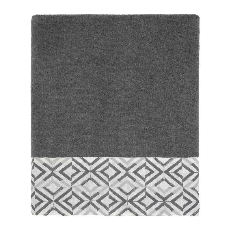 Nickel Gray Cotton Fingertip Towel Set with Geometric Design