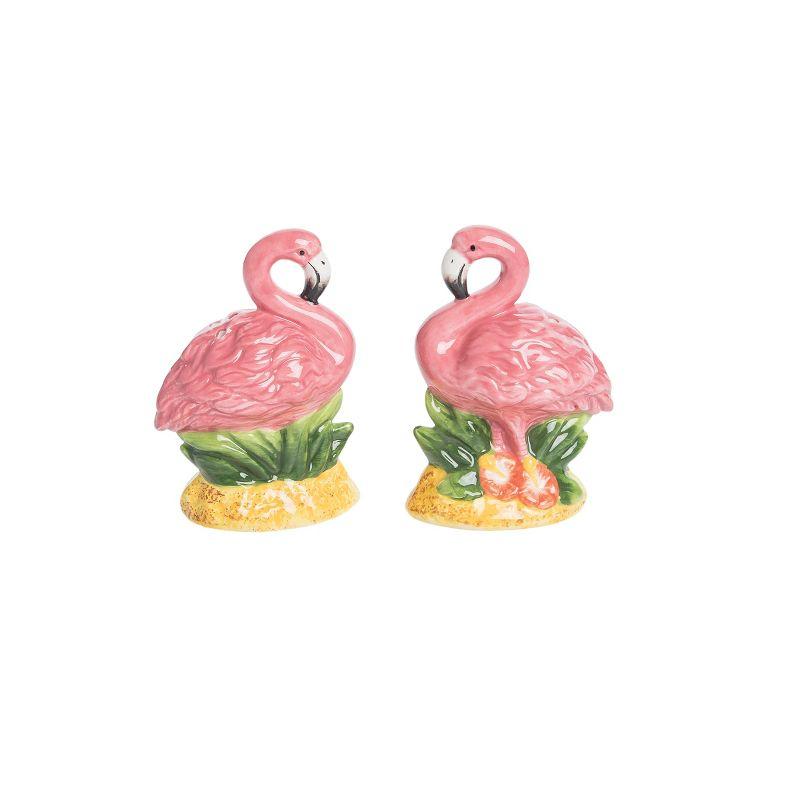 Pink Ceramic Flamingo Salt and Pepper Shaker Set