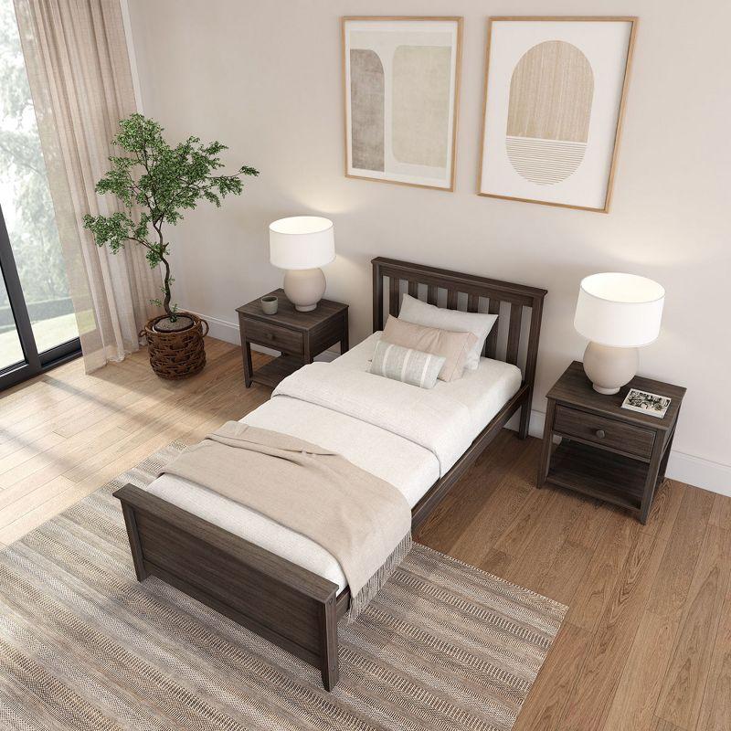 Plank+Beam Classic Solid Wood Full Size Bed Frame with Headboard for Adults