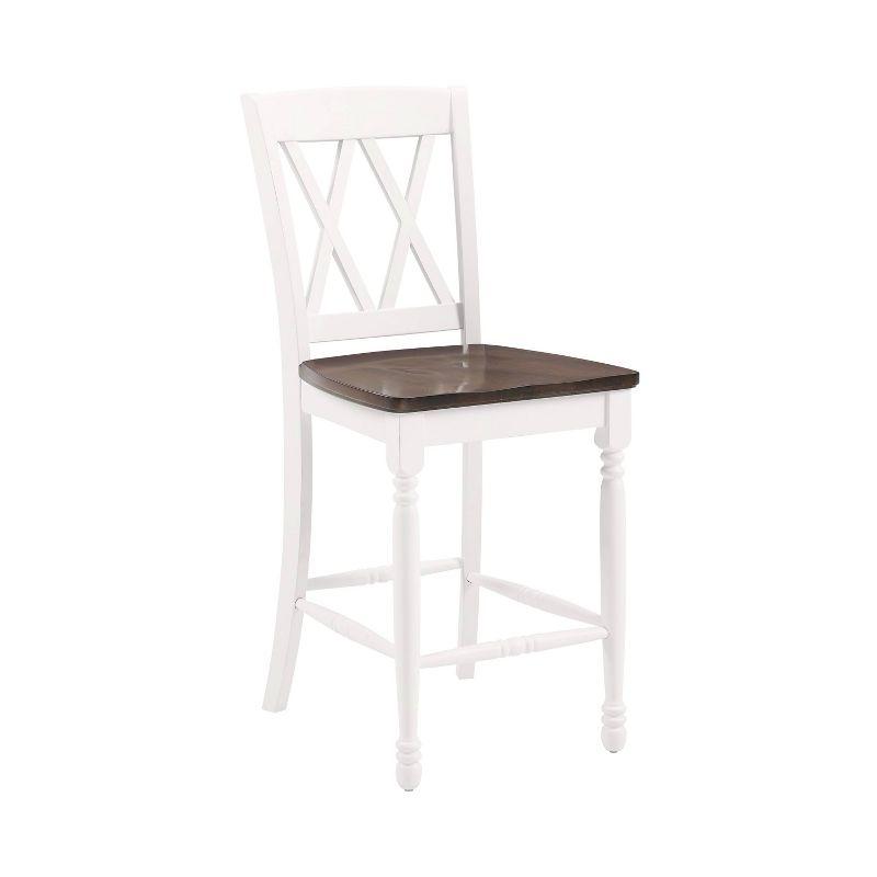 Set of 2 Shelby Counter Height Barstools Distressed White - Crosley: Rubberwood Frame, Non-Upholstered, Traditional Design