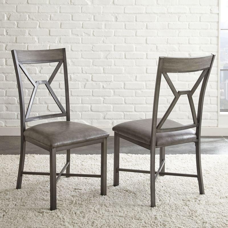 Set of 2 Alamo Side Chair Gray: Upholstered, Metal Legs, Geometric Cutouts - Steve Silver Co.