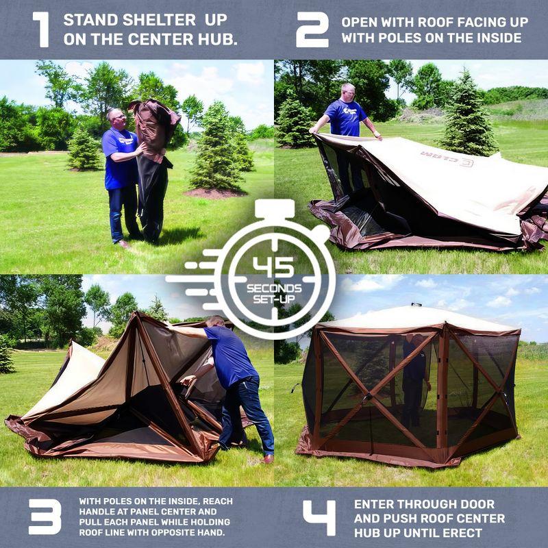 CLAM Quick-Set Pavilion Portable Pop-Up Outdoor Camping Gazebo Screen Tent Sided Canopy Shelter with Ground Stakes & Carry Bag