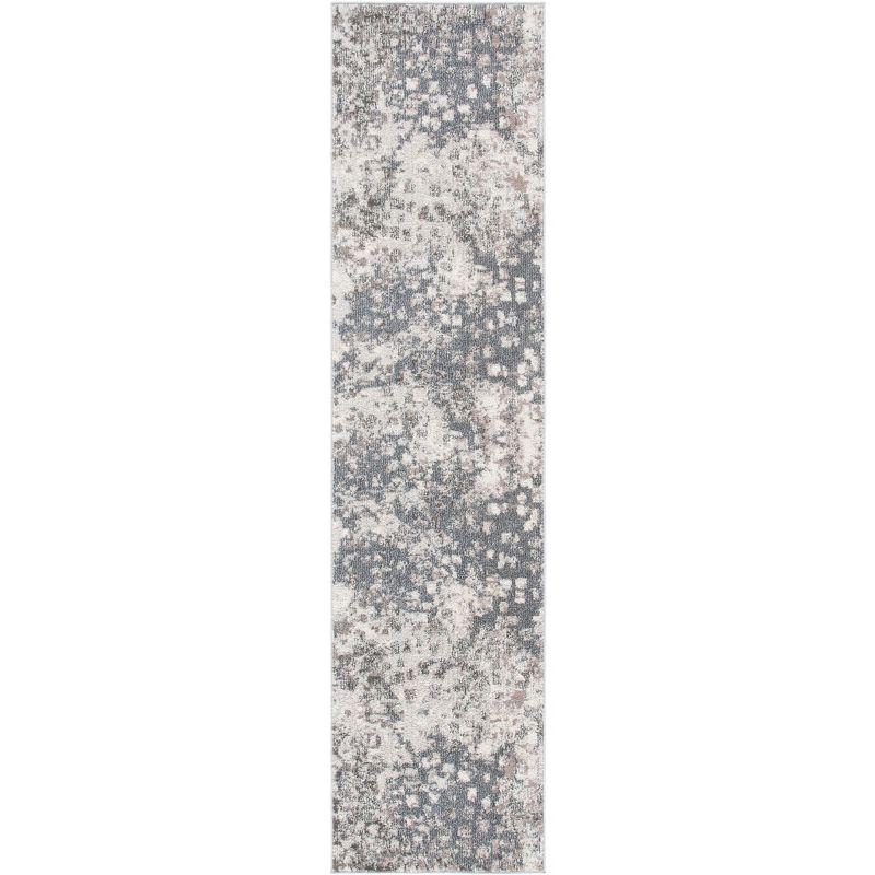 Gray and Beige Hand-knotted Synthetic Runner Rug