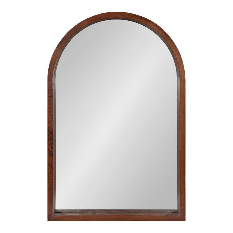 Hutton Arch Walnut Wood 20x30 Farmhouse Vanity Mirror