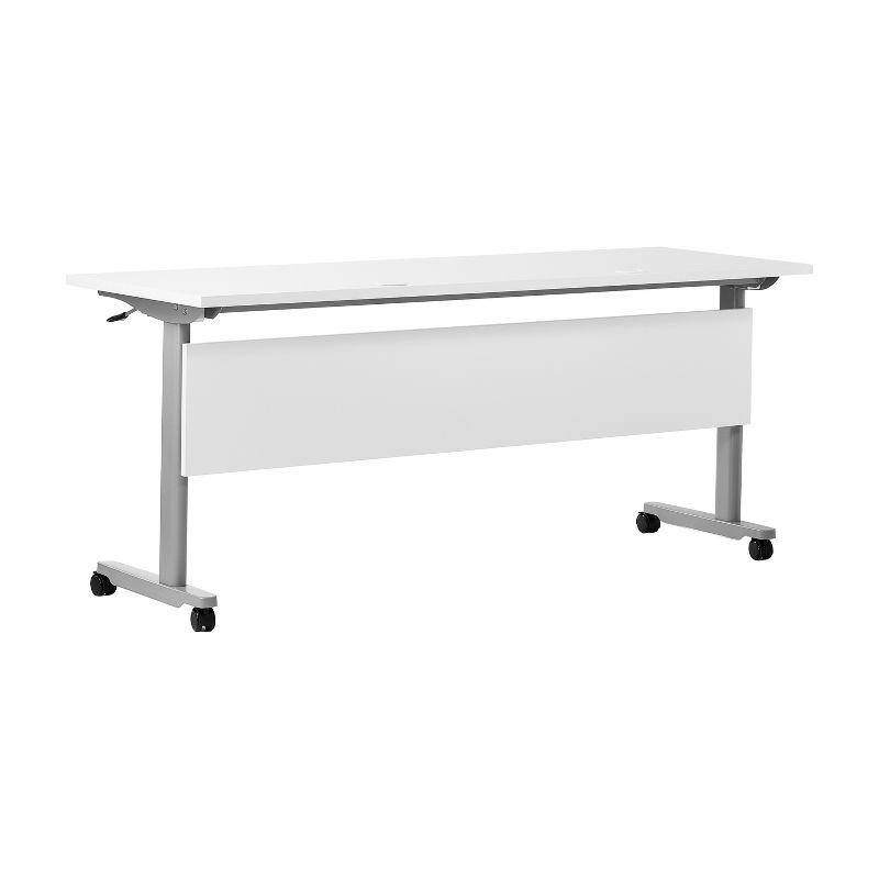 Flash Furniture Palmer Commercial Grade Heavy-Duty Nesting Flip Training Table with T-Legs, Modesty Panel, Tabletop, and Frame