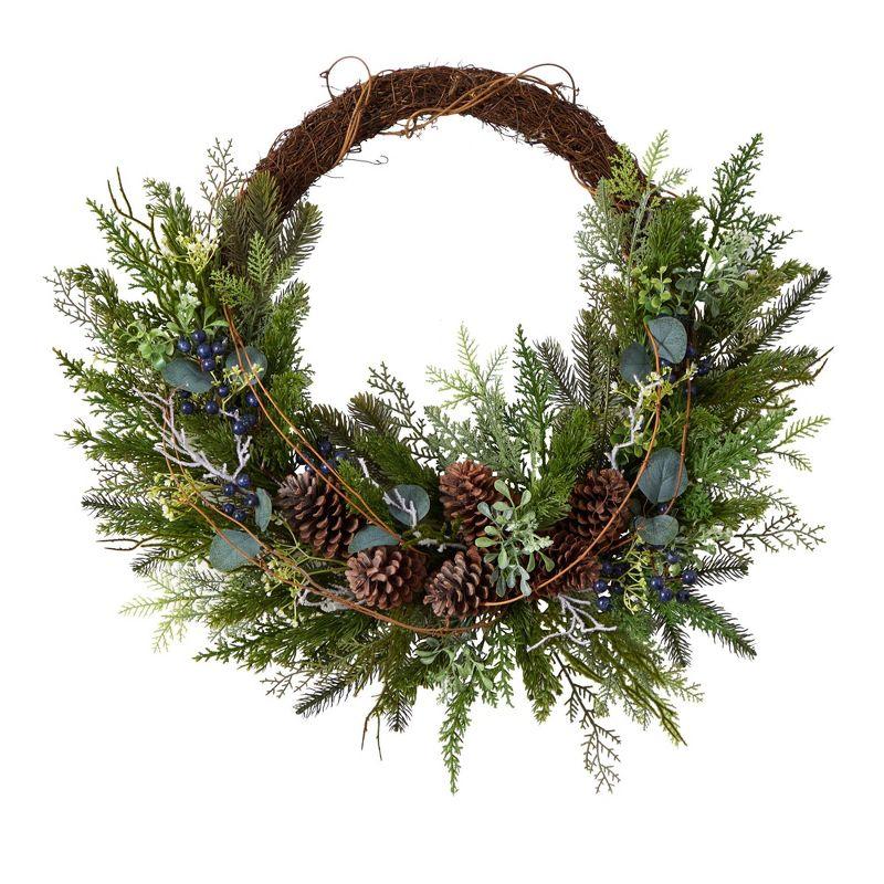 30" Pine and Pinecone Artificial Christmas Wreath with Twig Ring