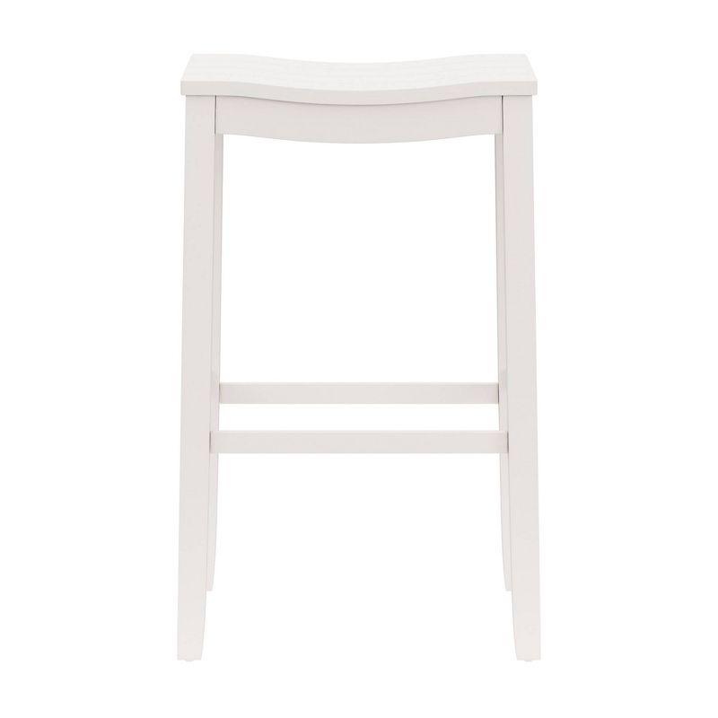 30" White Wood Backless Saddle Bar Stool