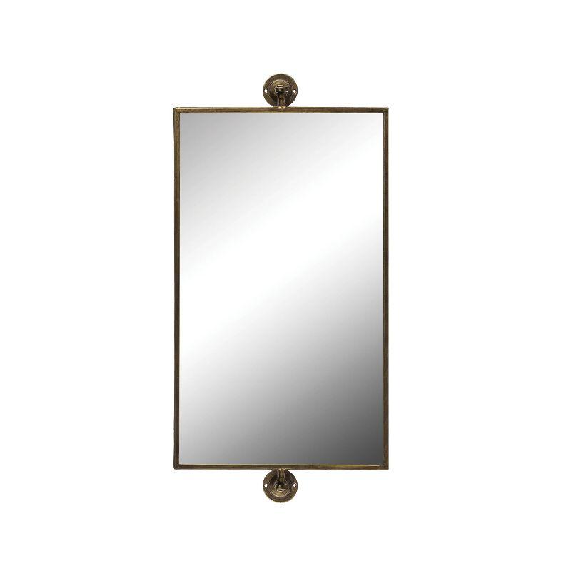 26.5" Metal Swivel Wall Mirror Brass - Storied Home: Large, Rectangular, No Assembly Required