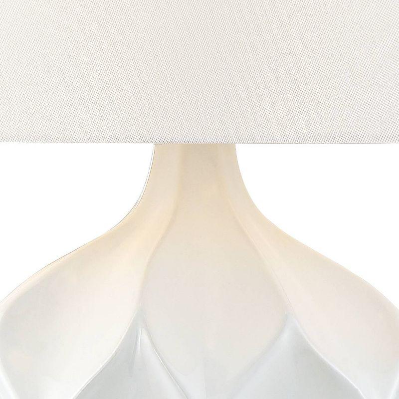 White Ceramic Geometric Mid Century Modern Table Lamp