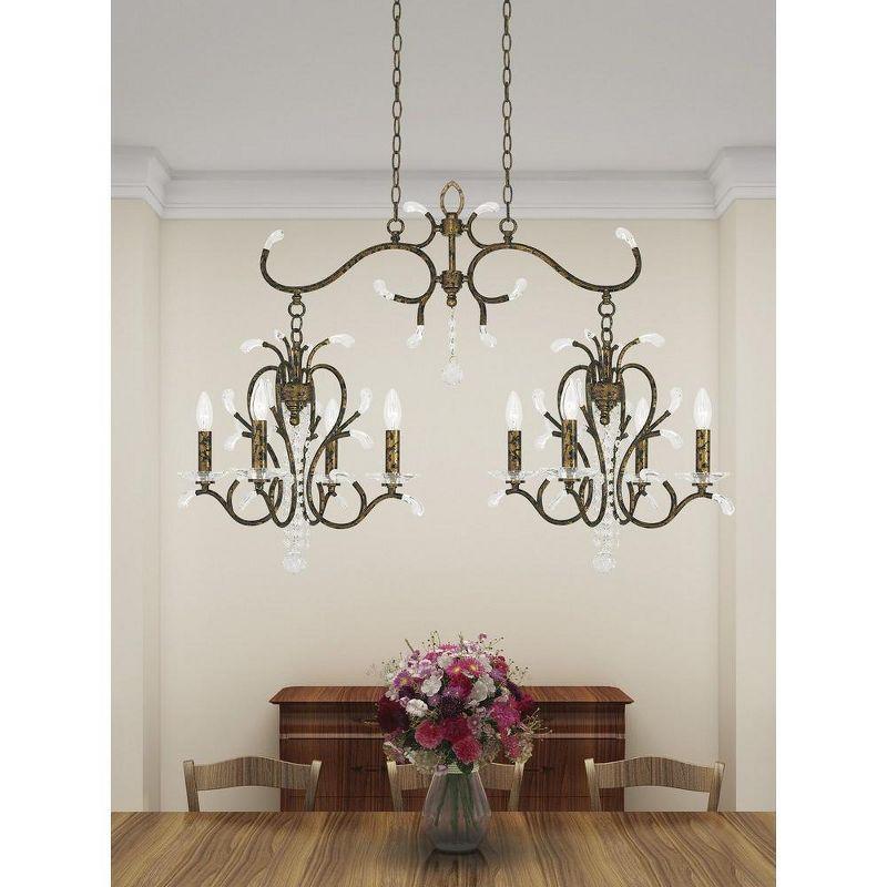 Elegant Venetian Golden Bronze 8-Light Linear Chandelier with Crystal Accents