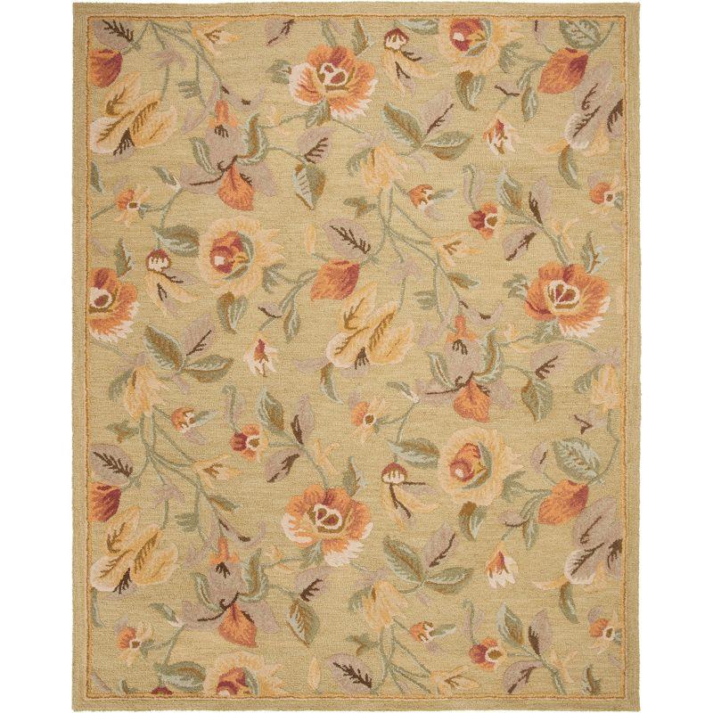 Handmade Floral Garden Wool & Cotton 8' x 10' Area Rug