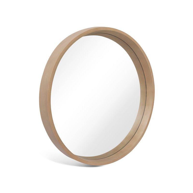 WallBeyond 24" Wood Round Mirror Natural : Pine Frame, Modern Style, Wall Mount, No Assembly Required