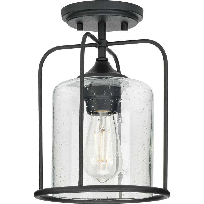 Progress Lighting, Watch Hill, 1-light semi-flush mount, Textured Black, Clear Seeded Glass Shade