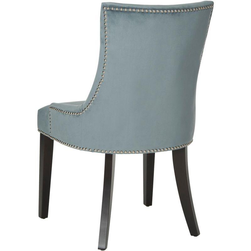 Lester 19"H Dining Chair (Set of 2) with Silver Nail Heads - Blue - Safavieh
