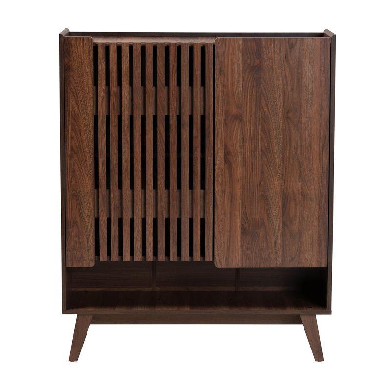 Baxton Studio Paricia Mid-Century Modern Walnut Brown Finished Wood Shoe Cabinet