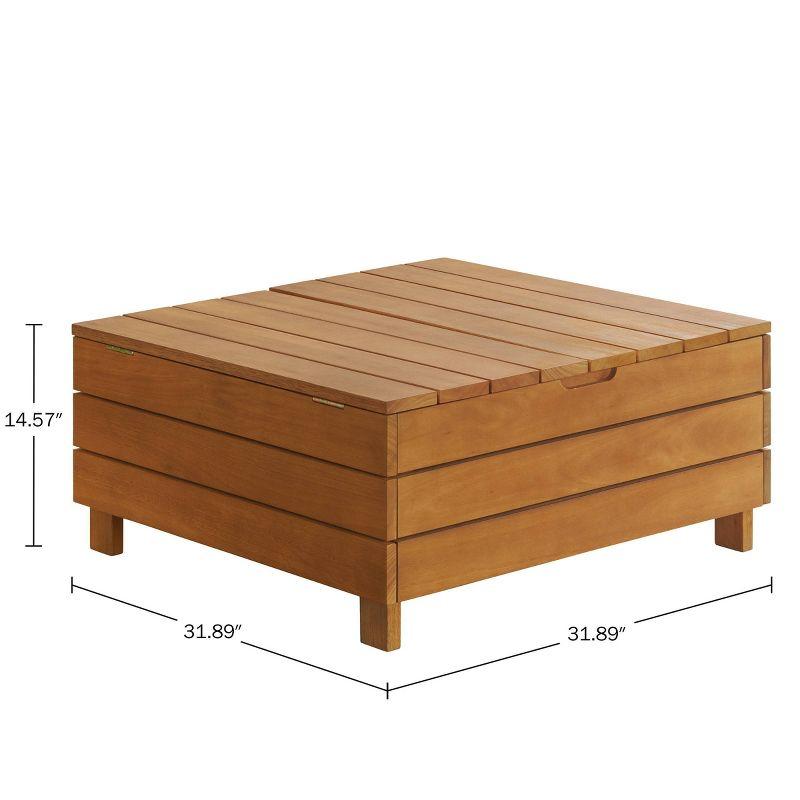 Eucalyptus Wood Outdoor Coffee Table with Lift Top Storage