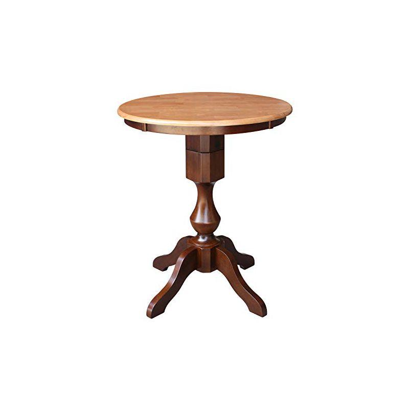 30" Round Medium Wood Counter Height Pedestal Dining Table